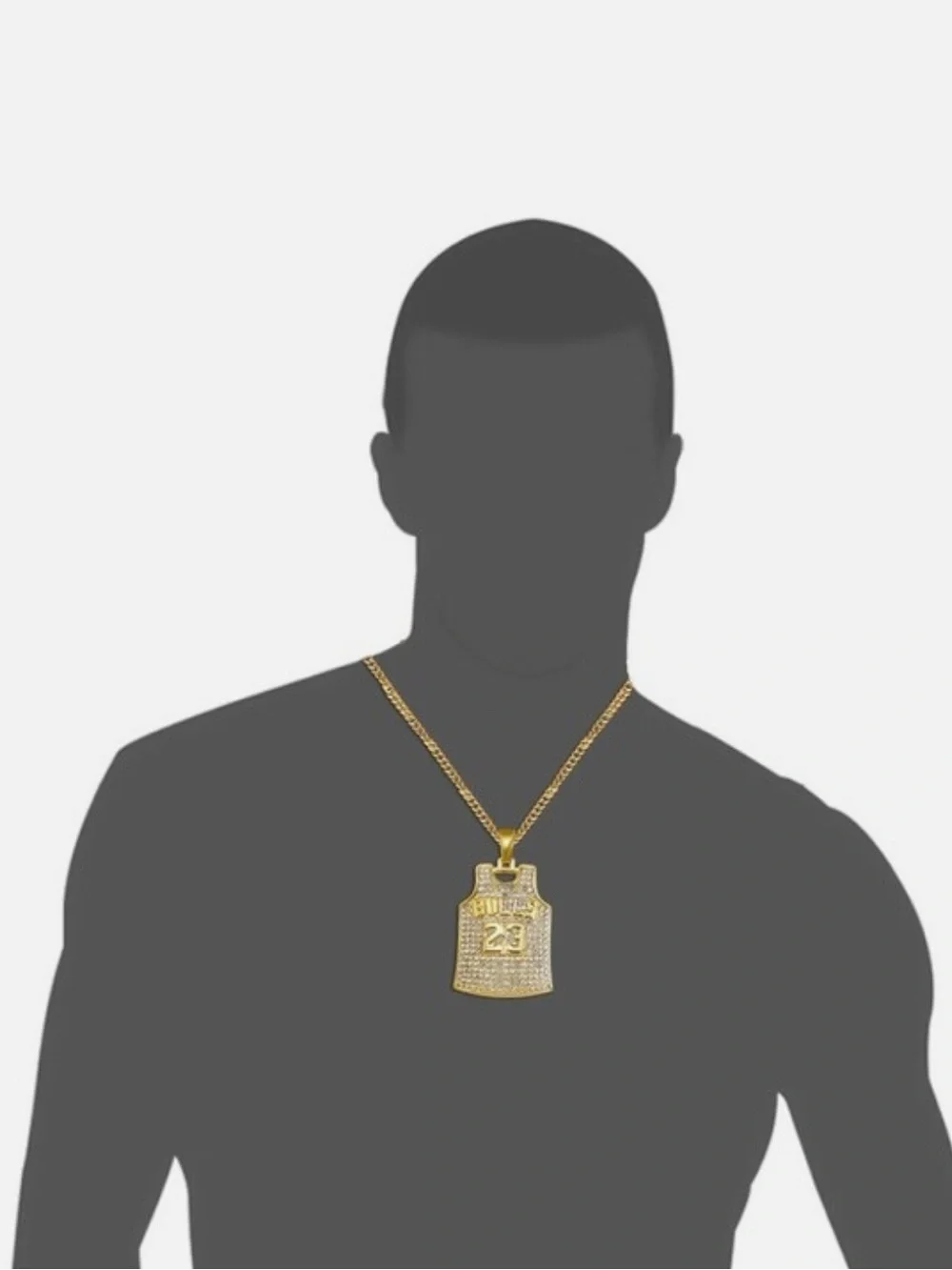 Gold Bulls 23 Jersey Pendant Necklace